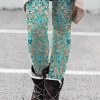 Vetements Azzlee Leggings | Decontractee Imprime Floral Leggings Vert