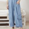 Vetements Azzlee | Decontractee Solide Pantalon Grande Taille Avec Poches Bleu