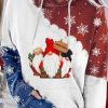 Vetements Azzlee Sweats Et Sweats A Capuche | Impression De Gnomes De Noel Poches Encapuchonne Manches Longues Sweat Multi