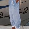 Vetements Azzlee | Occasionnel Imprime Floral Lache Pantalon Bleu