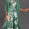 Vetements Azzlee | Occasionnel Col Rond Imprime Floral Ete Robe Vert