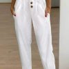 Vetements Azzlee | Occasionnel Solide Dentelle Tondu Pantalon Blanc