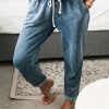 Vetements Azzlee | Occasionnel Solide Cordon De Serrage Jeans Bleu