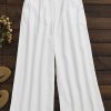 Vetements Azzlee | Solide Fermeture Eclair Avec Poches Decontractee Jambe Large Pantalon Blanc